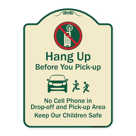 SIGNMISSION Designer Series-Hang-up Before You Pick-up Tan & Green Heavy-Gauge Aluminum, 24" x 18", TG-1824-9971 A-DES-TG-1824-9971